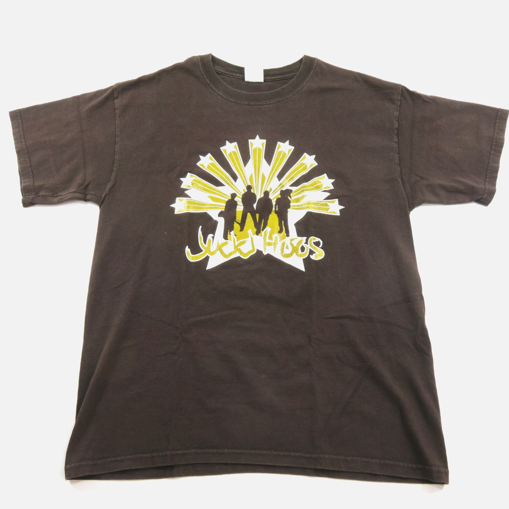 Judd Hoos Rock Band T-Shirt Dark Brown White Gold Cotton Gildan Sz L